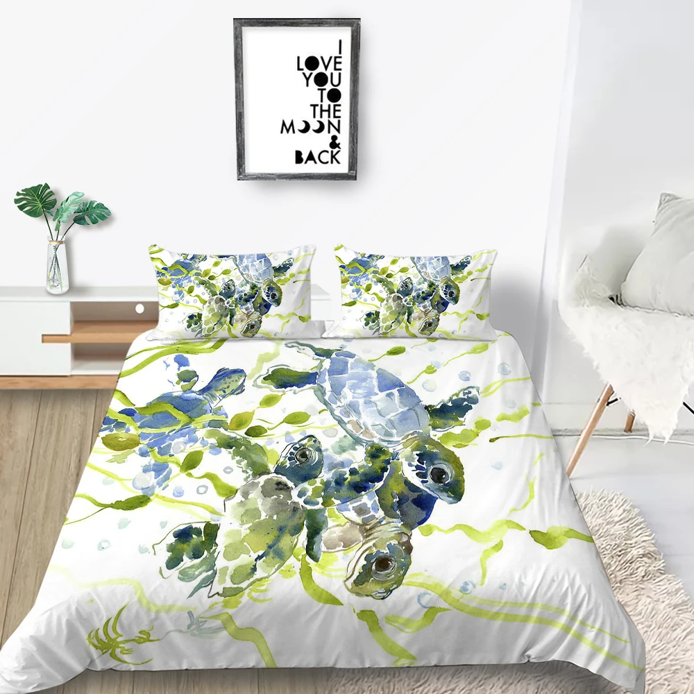 Комплект постельного белья с изображением морских черепашек | Дом и сад