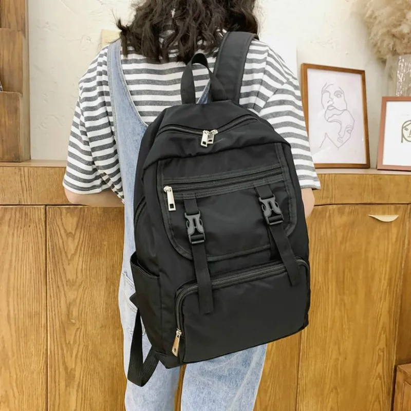 

Waterproof Nylon Women Backpacks Solid Color Simple Schoolbags Fashion Outdoor Women Backpack Travel Bag Casual Female Backpack