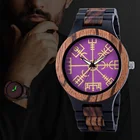 Часы мужские деревянные с золотым штурвалом и кварцевыми часами