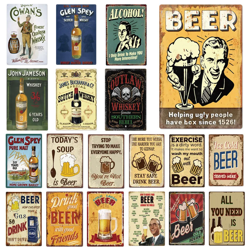

Винтажные металлические оловянные знаки в стиле рустикального пива для гаража, мужской пещерный навес и декоративный знак для бара