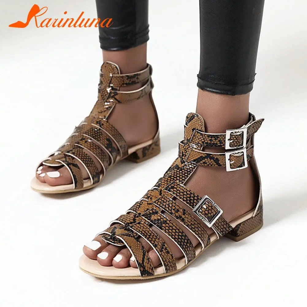

Женские сандалии-гладиаторы KarinLuna, босоножки в римском стиле с открытым носком и низким каблуком, разные цвета