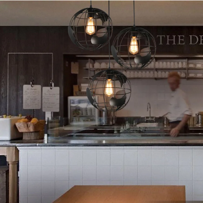 Креативные заземляющие люстры в стиле ретро Лофт железный шар подвесной