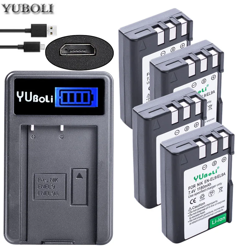 charger and 4battery Акумуляторная батарея EN-EL9 ENEL9 ENEL9A RU EL9 EN-EL9a RU EL9a EL9a Камера Li-Ion Батарея для Nikon EN-EL9a D40 D60 D40X D5000 D3000 Камера - Цвет: charger and 4battery
