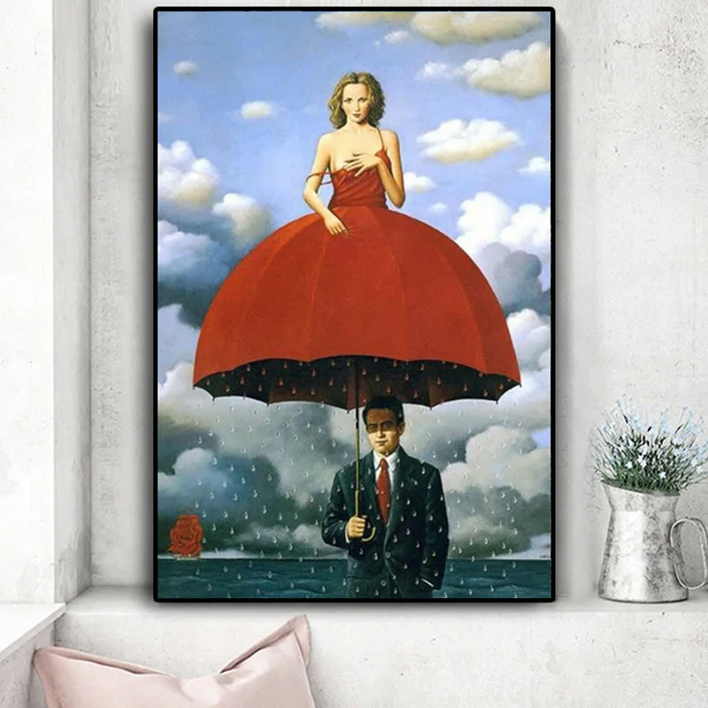 

Rene Magritte Canvas Painting Surrealism Classic Artwork Reproduction Posters and Print Wall Art Picture for Living Room Cuadros
