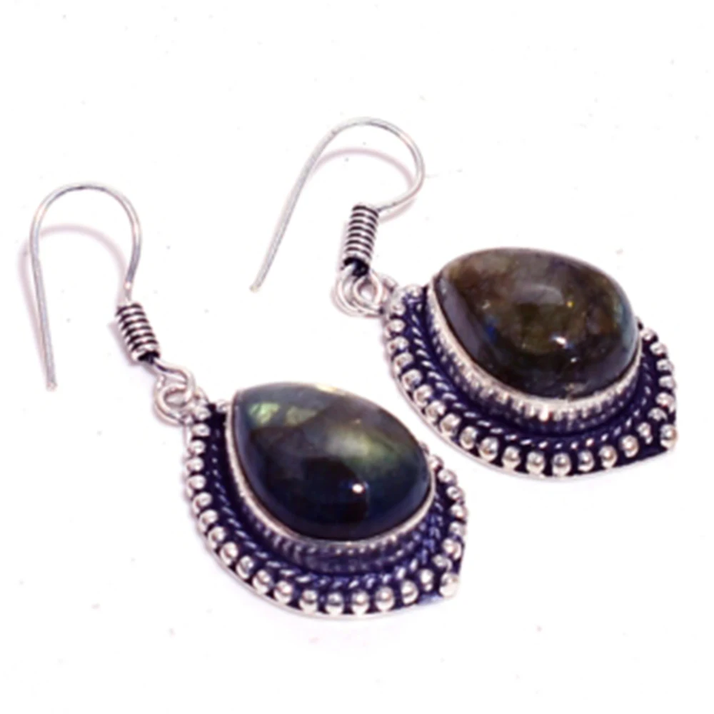 

Labradorite Silver Overlay on Copper Earrings , 45 mm , E4627