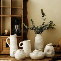 retro ceramic vase nordic plant garden white ceramic vase flower pots geometric decor vazen room decoration accessories 50hp