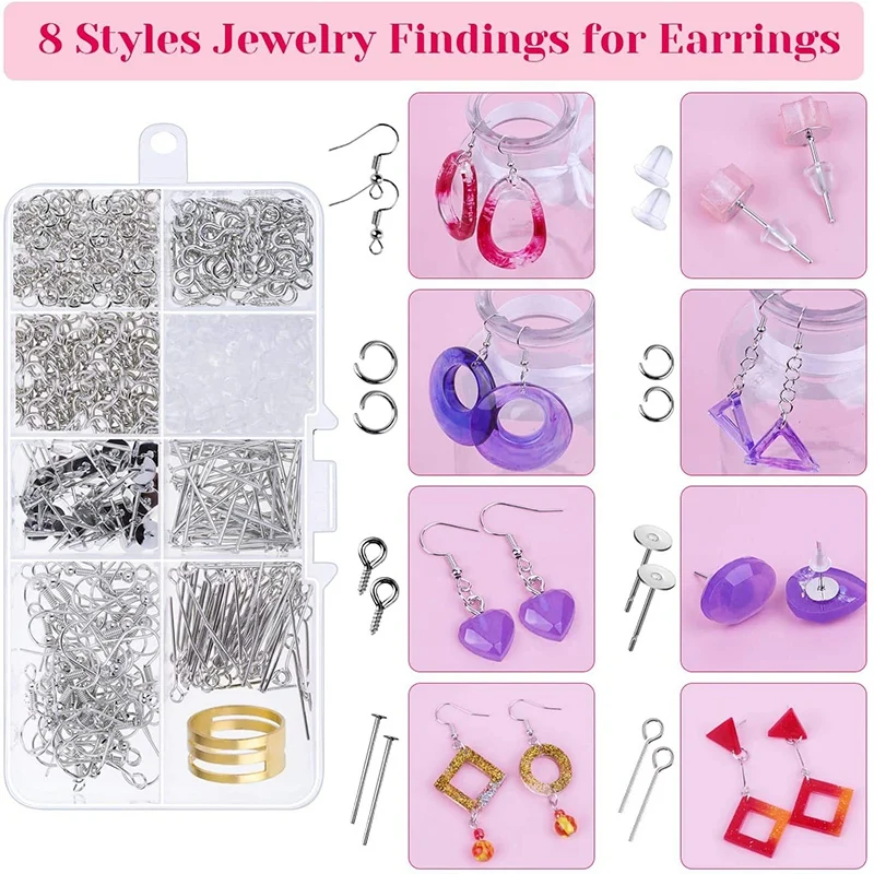 

Resin Earring Molds, Jewelry with 650PCS Earring Hooks Jump Rings Jewelry Making Supplies for Jewelry Resin Casting