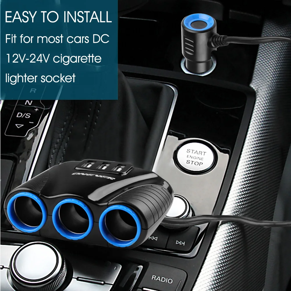 3.1A 12V-24V Blue Led Car Cigarette Lighter Socket Splitter Hub Power Adapter For IPad Smartphone 3 USB Port Way | Автомобили и