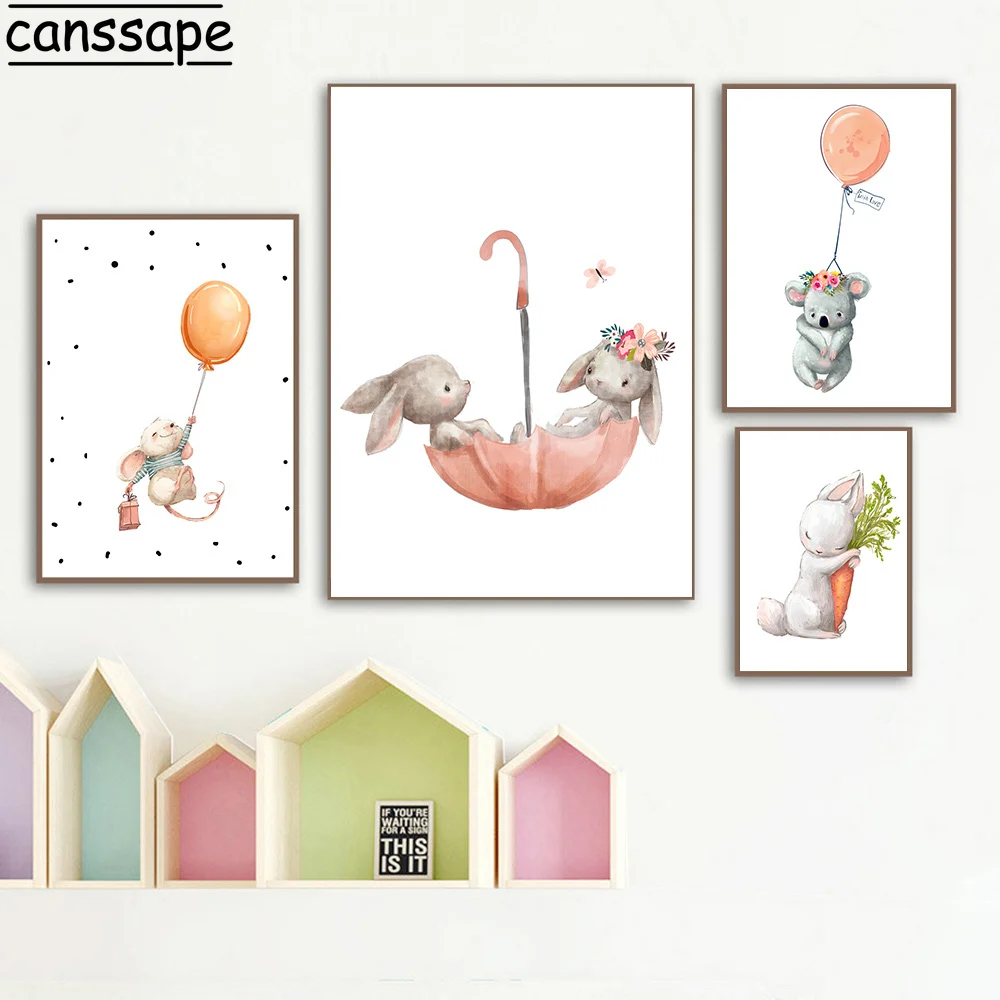 Кролик Воздушный шар для детской стены художественный принт коала кролик холст