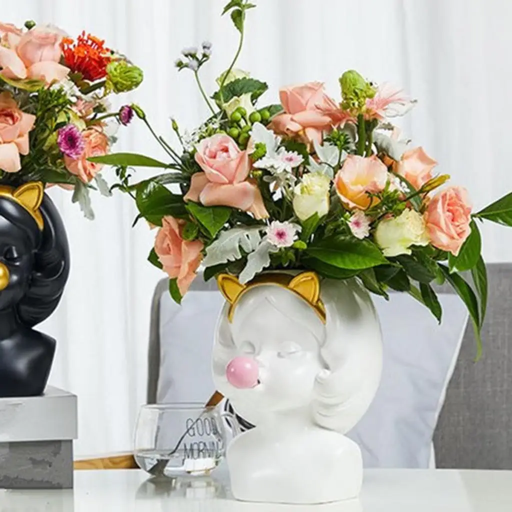 

2x Girl Head Succulent Planter Bonsai Pot Succulent Plant Pot Garden Decor