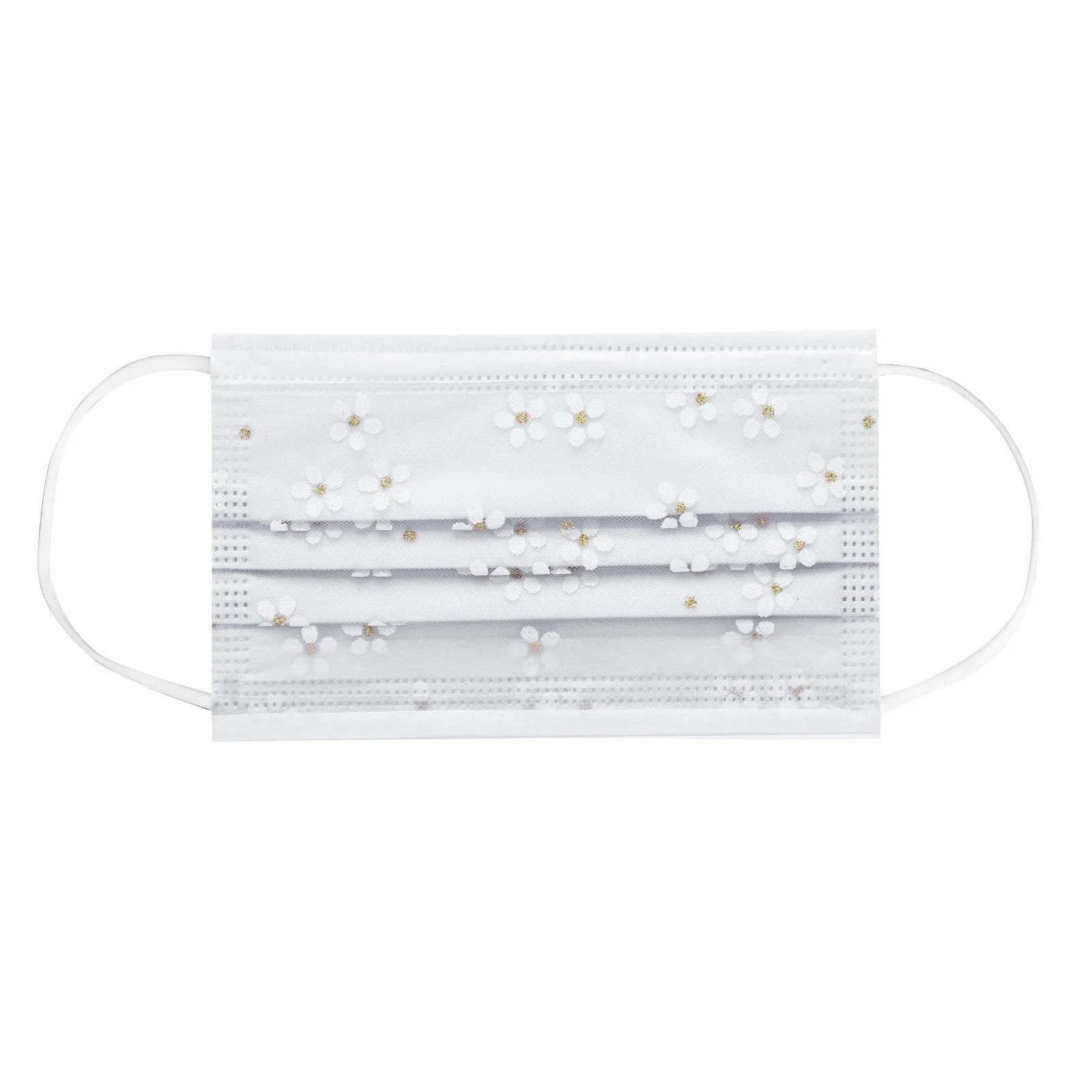 Маска для взрослых из сетчатой пряжи с цветами четырехслойная одноразовая