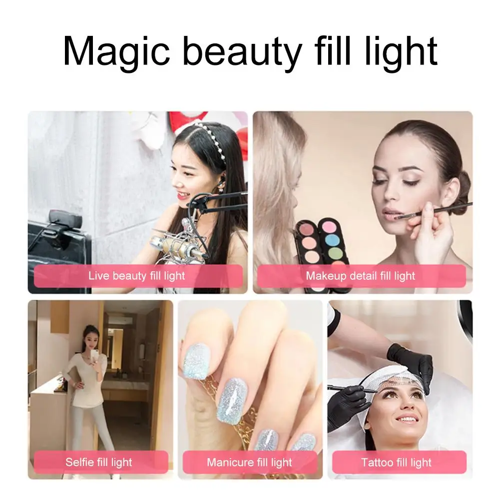 

26CM Fill Light Selfie Mirror Stick Tripod Mobile Phone Clip Bluetooth Remote Control Desktop Ground Ring Light For Live Videos