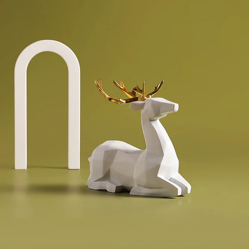 BUF современная абстрактная маленькая статуя черного оленя полимерные украшения
