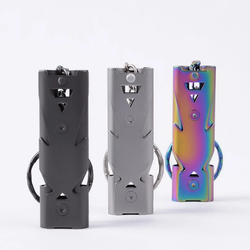 

1pcs Outdoors High Decibel Portable Keychain Whistle Stainless Steel Double Pipe Emergency Survival Whistle Multifunction Tools