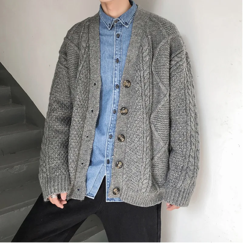 2019 Autumn And Winter New Japanese Retro Loose Outer Jacket Coat Fashion Casual Solid Color Couple Sweater Khaki / Gray M-2XL |