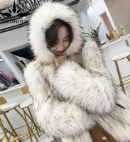 leiouna office lady raccoon grass coat 2021 womens short style even hood fashionable young korean faux fox fur winter warm coat
