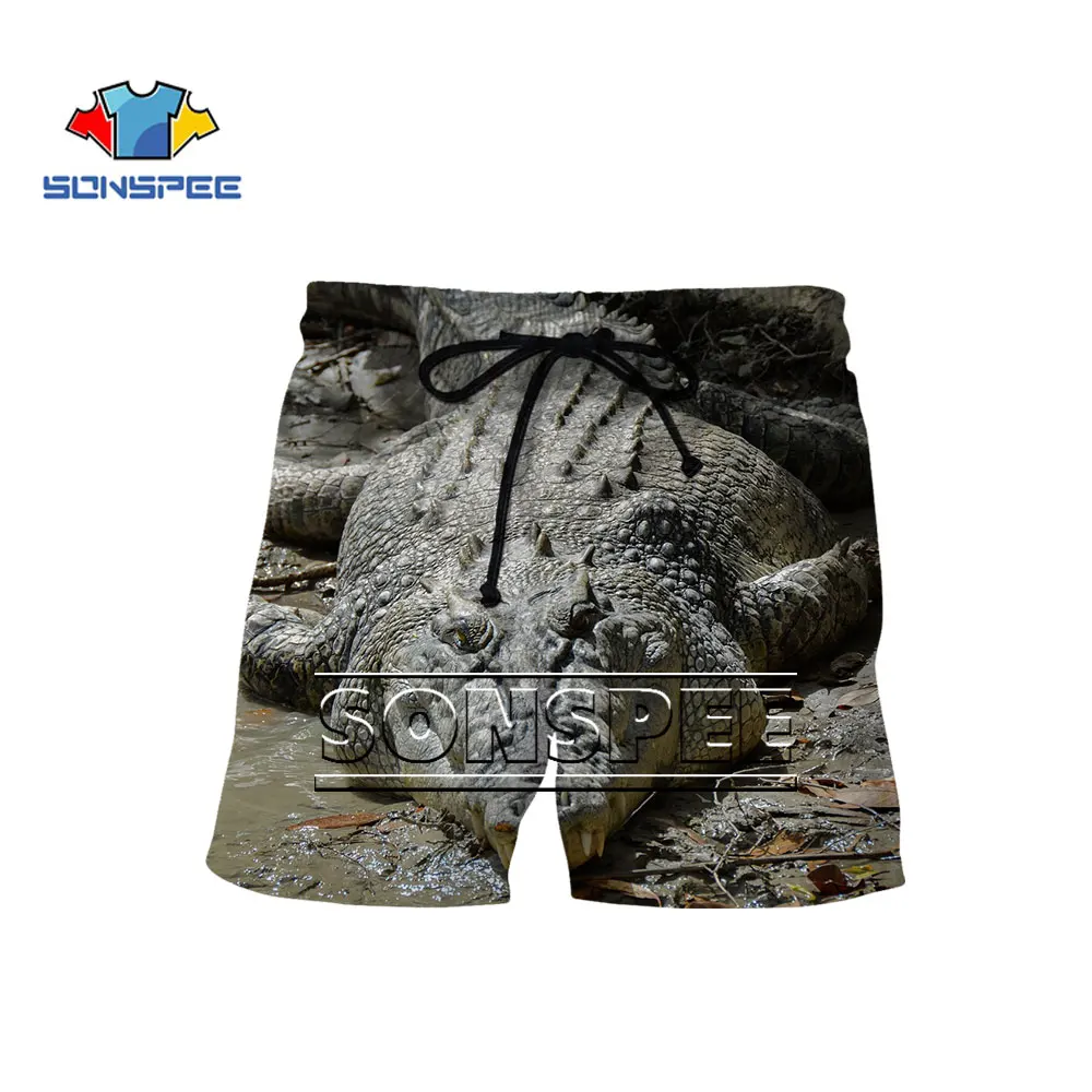 

SONSPEE Crocodile Animal Shorts Summer New Men Women Beach Short 3D Print Ferocious Personality Sports Fitness Oversized Shorts