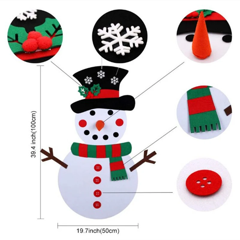 

Children Baby Toy Christmas Gift Snow Man Felt Toy Detachable Two Suits Hanging Snow Man Felt Sticker Kids Early Education Toys