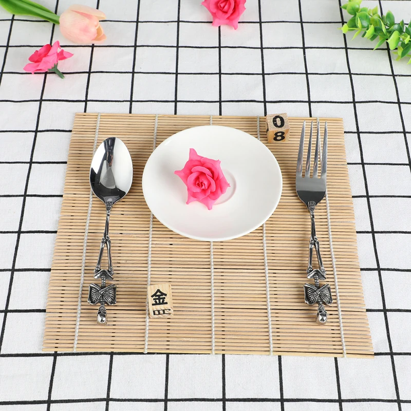 Титановая сталь Скелет Череп вилка ложка посуда винтажный обеденный стол