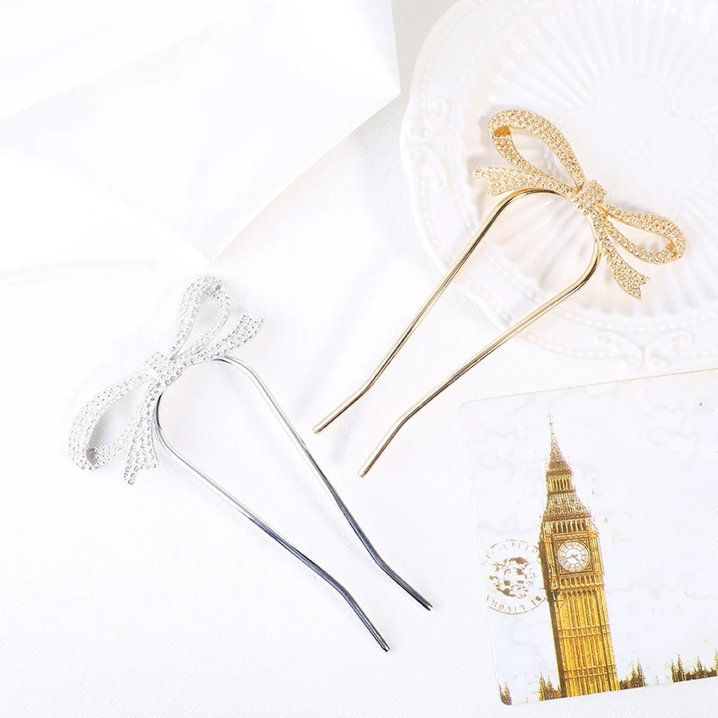 U-образные жемчужные заколки для волос в форме бабочки захваты простые вилки из