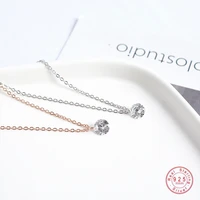 925 sterling silver minimalist mini shiny crystal pendant clavicle chain necklace for women wedding party jewelry accessories