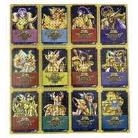 12pcsset saint seiya soul of gold flash cards repaint composite craft toys hobbies game collection cards