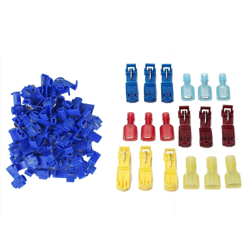 

50Pcs Quick Splice Connectors Lock Wire Terminals Crimp Electrical Electric - Blue & 60Pcs Quick Splice Electrical Wire Terminal