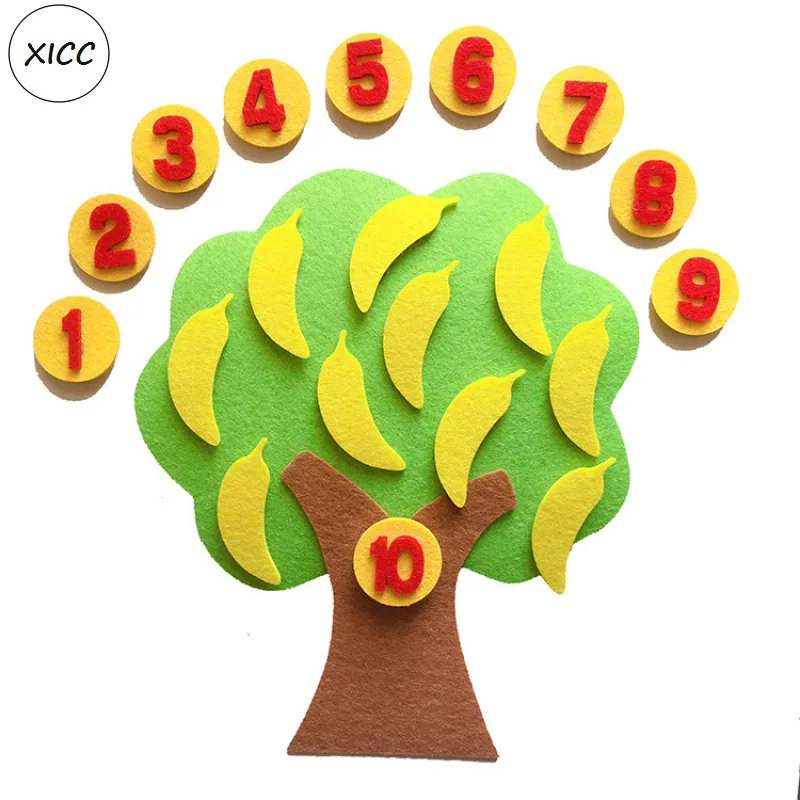 

Apple Tree DIY Handmade Material Package Toys Felts Children Early Teaching Nonwoven Squirrel Banana Butterfly Learn Numbers