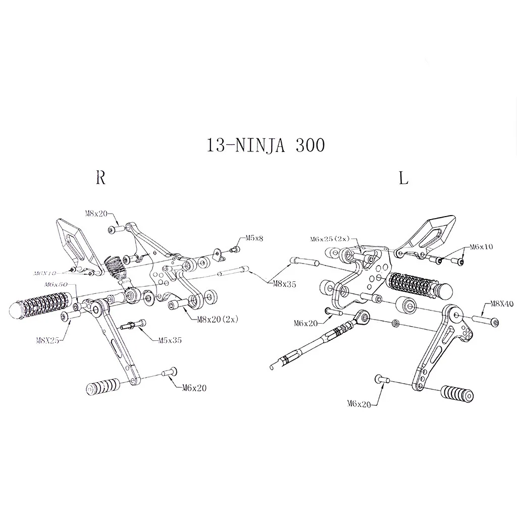 Регулируемые задние наборы складные подножки для ног Kawasaki Ninja 300 250 EX300 Z300 2013 2014 2015