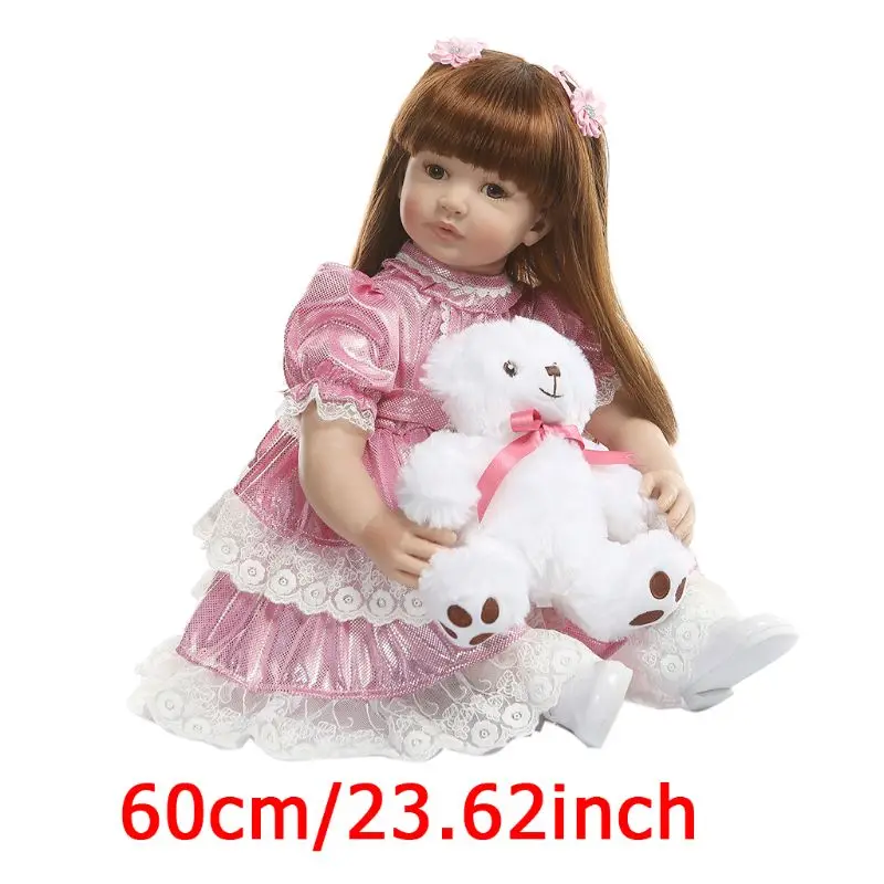 

60cm Reborn Doll Realistic Silicone Vinyl Newborn Babies Toys Long Hair Girl Princess Clothes Lifelike Handmade Gifts