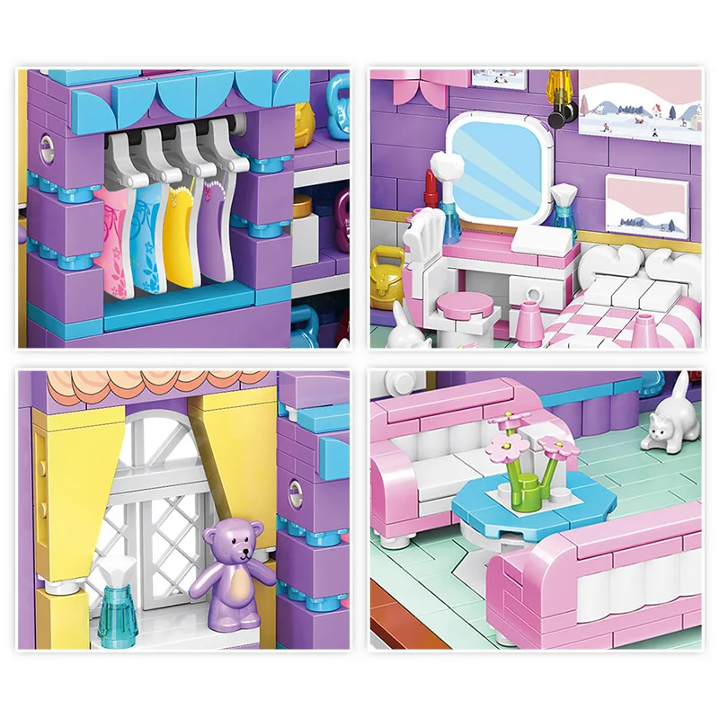 

City Street View Series House Assembling Building Blocks Mini Cabin Friends DIY Bricks Educational Toys for Children Girls Gifts