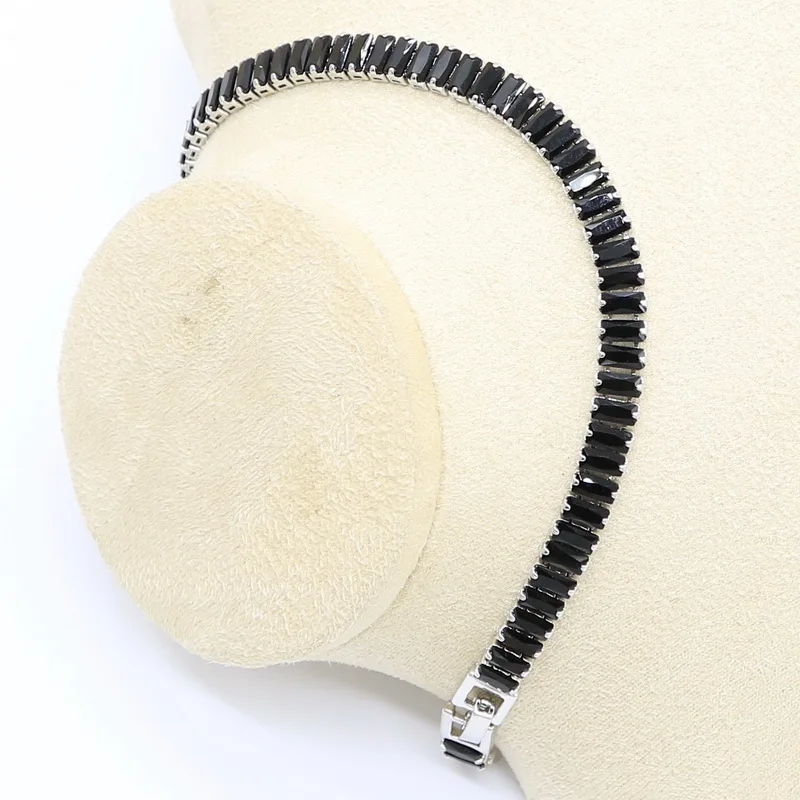 Квадратный черный циркон серебряного цвета свадебный браслет шпилька серьги