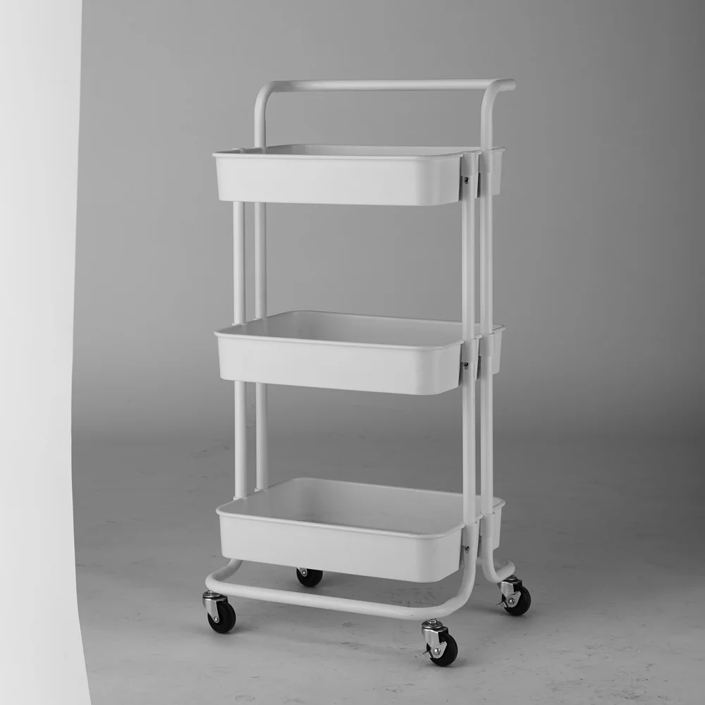 

3 Tier Rolling Utility Storage Cart with Handles and Roller Wheels Craft Cart for Kitchen, Coffee Bar, Storage, Office, Bathroom