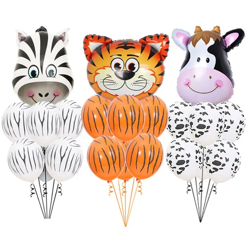 7 шт./лот Тигр Зебра имитация окраски коровы воздушные гелиевые латексные шары
