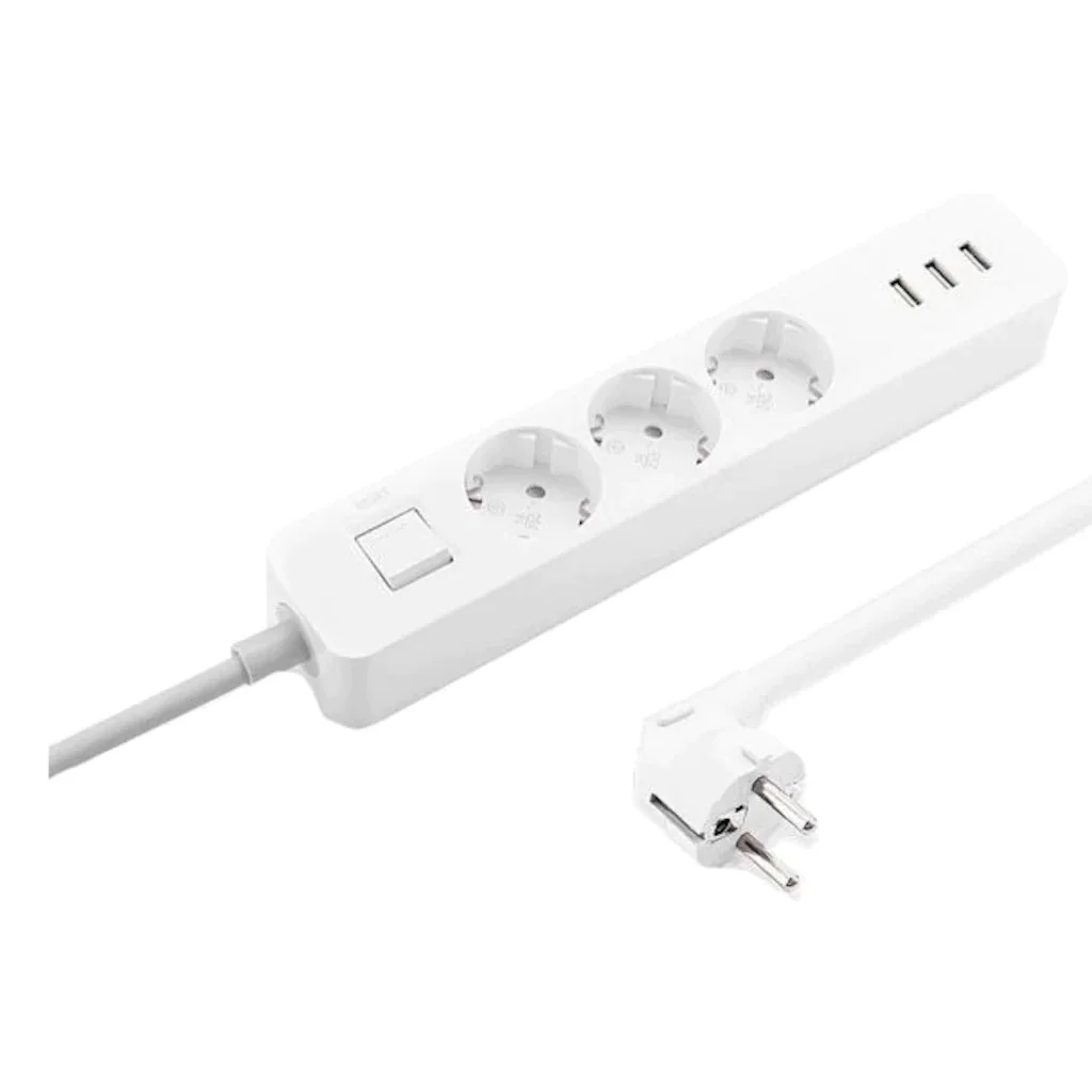 Удлинитель питания XIAOMI MI (3 розетки 3 USB) белый|Электрические розетки| |