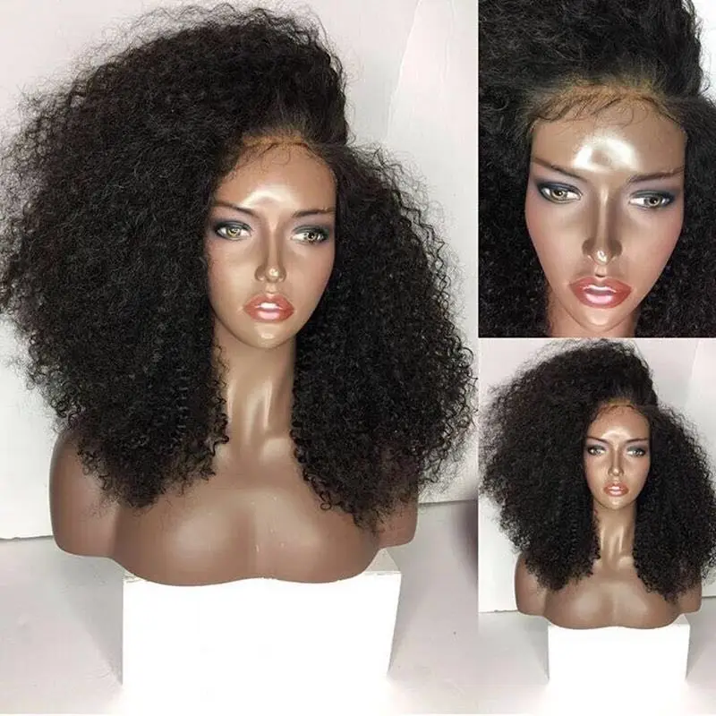 

DLME черный афро кудрявый синтетический кружевной передний парик для черных женщин термостойкие волосы короткий кудрявый парик