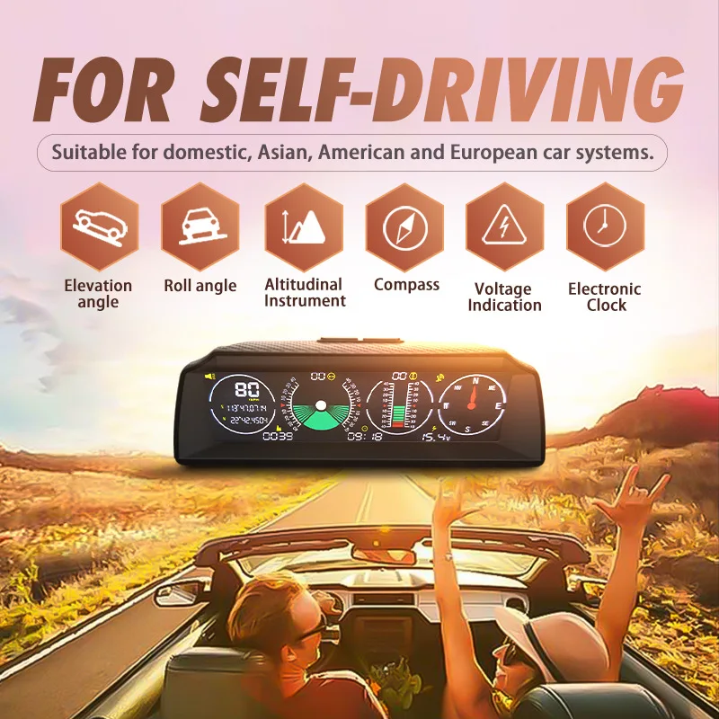AUTOOL X90 GPS/OBD2 скорость PMH KMH наклон метр Инклинометр автомобильный компас HUD угол