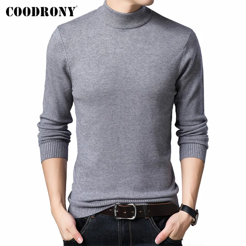 

COODRONY Men Clothing Autumn Winter New Arrivals Pure Color Casual Soft Knitted Thick Warm Turtleneck Sweater Pullover Men C2001