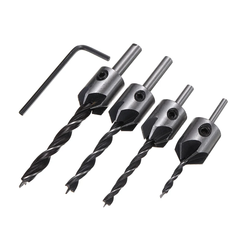 4/7set Countersink Drill Bit 3-6mm/3-10mm Bits Set Reamer Screw Hinge Hole Saw Woodworking Chamfer 1/4 Hex Shank | Инструменты