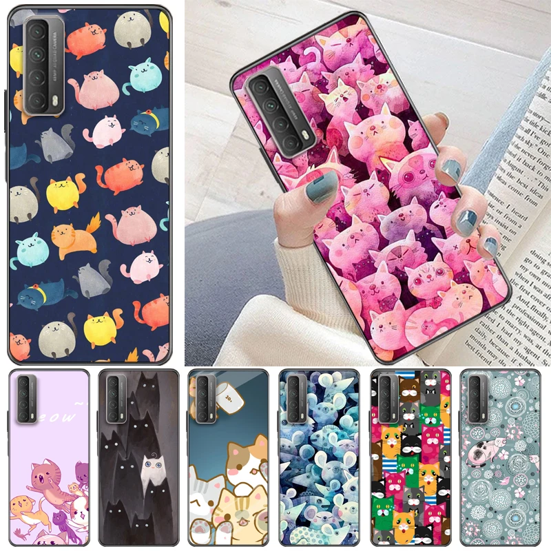 

Cats Hey Buddy Human Friends Color Painting Phone Case For Huawei P Smart Z 2019 2021 Carcasa Coque Cases Funda Back Cover