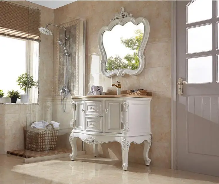 

European bathroom cabinet combination solid wood floor simple European oak hand wash basin bathroom washstand intelligent mirror