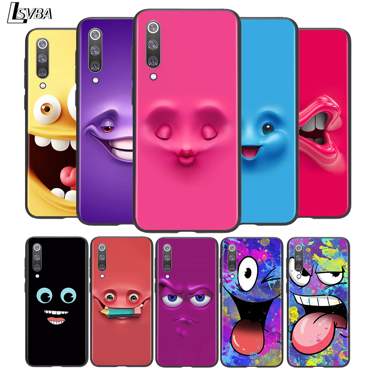 

3D funny face Soft TPU For Xiaomi Mi 11i 11 10T 10 9T 9 A3 8 Lite CC9 SE Note10 Lite Ultra Pro Black Phone Case