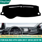 Нескользящие чехлы из полиэстера с защитой от УФ-излучения для приборной панели автомобиля, коврики, накидки, коврики для Kia Rio 4-го поколения 2017 2018 2019 YB, аксессуары
