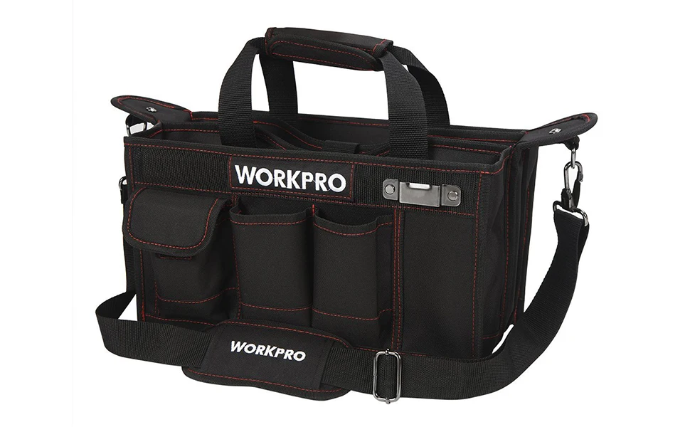 WORKPRO 600D сумка для инструментов на плечо с центральным лотком Водонепроницаемые Наборы инструментов Сумки Карманы для электронных сумок