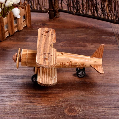 

Nostalgia Wooden Fighter Aircraft Ornaments 3D Model Adult Aircraft Model Children's Toys
