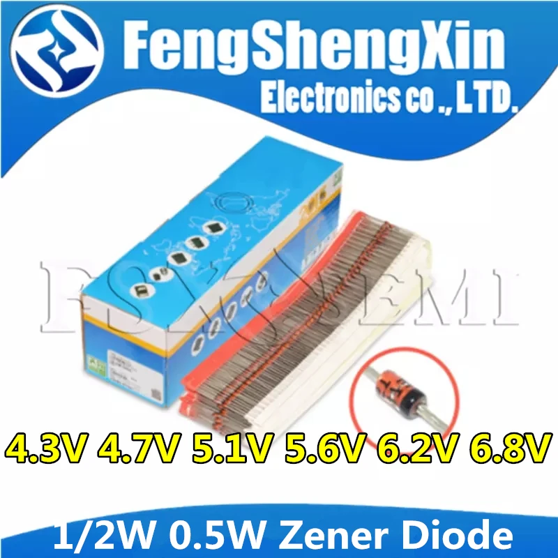 

100pcs 1/2W Zener Diode 0.5W 4.3V 4.7V 5.1V 5.6V 6.2V 6.8V BZX55C4V3 BZX55C4V7 BZX55C5V1 BZX55C5V6 BZX55C6V2 BZX55C6V8