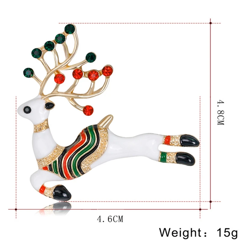 Imixlot Newest Cute Running Deer Brooches for Women Xmas Gifts New Year Fashion Enamel Reindeer Elk Rhinestones Lapel Pins | Украшения и