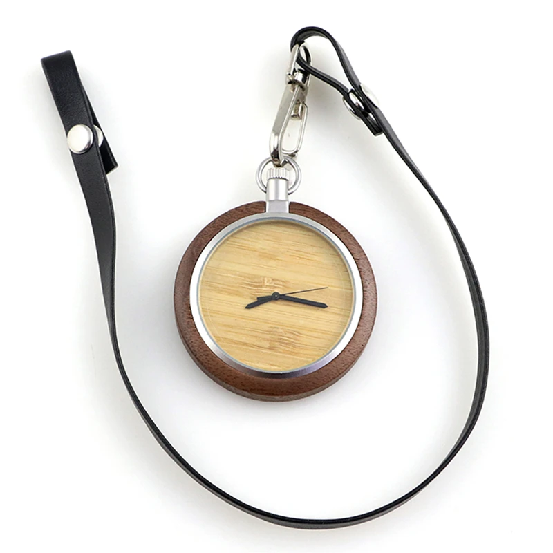 Dropshipping Fashion Popular Custom Logo Engraved Vintage Steampunk Ebony Wooden Pocket Watch for Men with Leather Strap