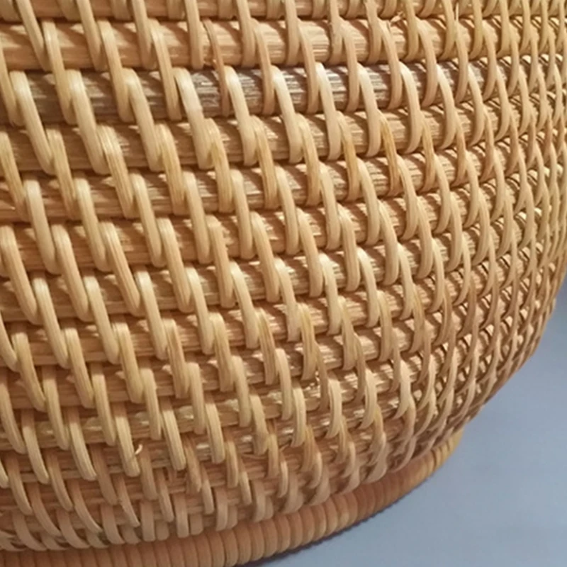 

Handmade Rattan Storage Basket Snack Fruit Vegetable Box with Cover for Sundries Jewelry Tea Ornaments Container Dustpan