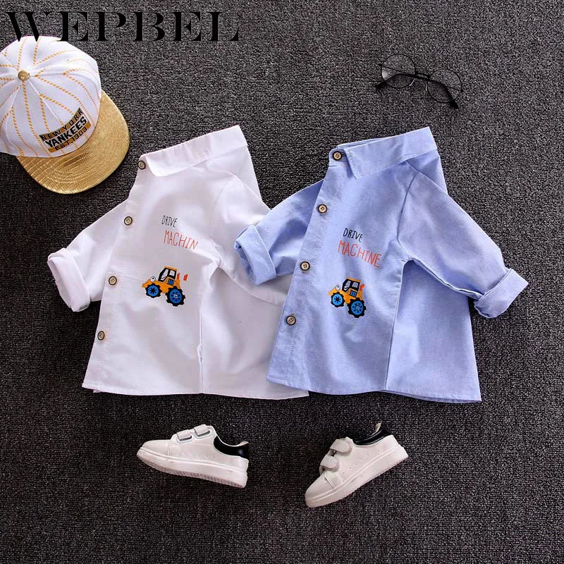 WEPBEL осенние Рубашки для маленьких мальчиков с длинным рукавом